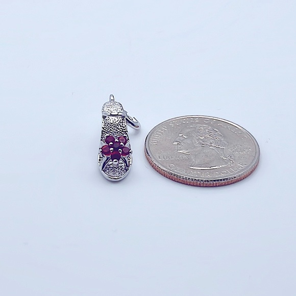 925 Sterling Silver High Heel Charm with Red Swarovski Crystals - Picture 2 of 3